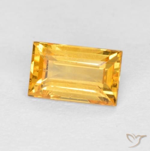 Safira Laranja Dourada Natural 0.41ct, baguete, VS-SI