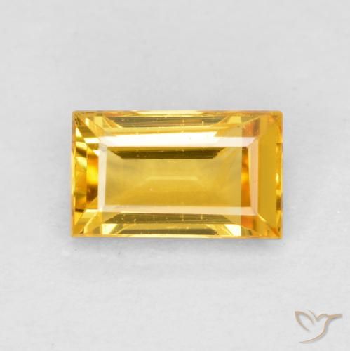 0.42ct Natural Dourado médio Safira, baguete, VS