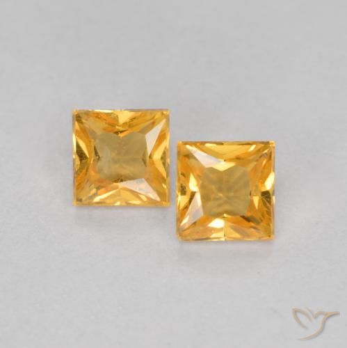 0.51ctw Natural Laranja-Ouro Safira, Quadrado, VS