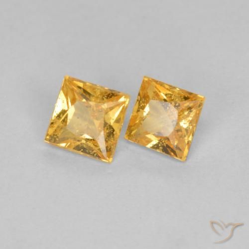 Pedras preciosas de Safira Laranja-Ouro natural de 0.52 ct, Quadrado, VS