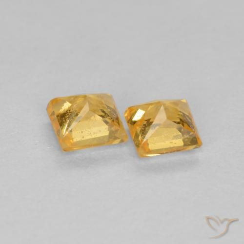 Pedras preciosas de Safira Laranja-Ouro natural de 0.52 ct, Quadrado, VS