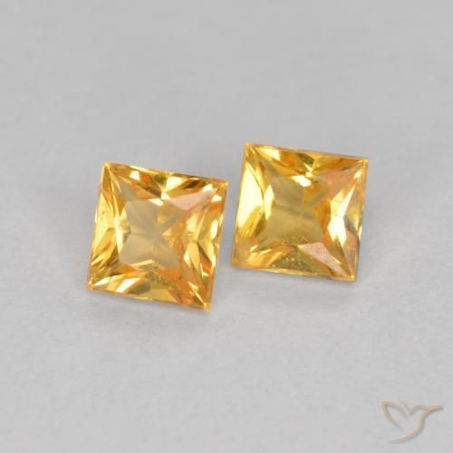 Pedras preciosas de Safira Laranja-Ouro natural de 0.52 ct, Quadrado, VS