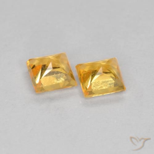 Pedras preciosas de Safira Laranja-Ouro natural de 0.52 ct, Quadrado, VS