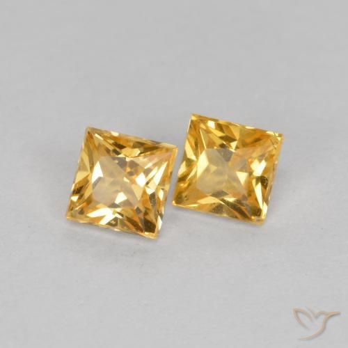 Pedras preciosas de Safira Laranja-Ouro natural de 0.53 ct, Quadrado, VS