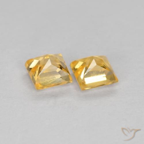 Pedras preciosas de Safira Laranja-Ouro natural de 0.53 ct, Quadrado, VS