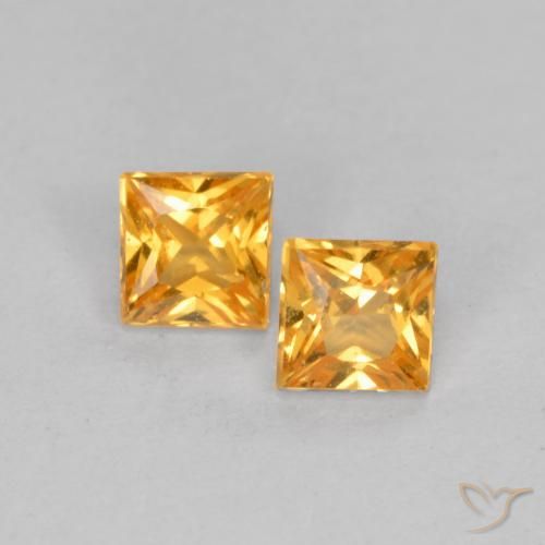 0.57ctw Natural Laranja Médio Safira, Quadrado, VS