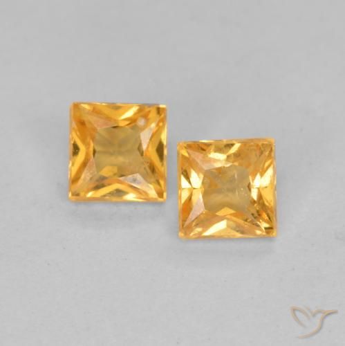 0.52ctw Natural Laranja Médio Safira, Quadrado, VS