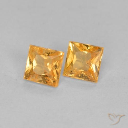 Pedras preciosas de Safira Laranja-Ouro natural de 0.49 ct, Quadrado, VS