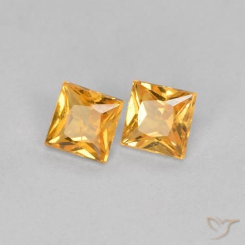 Pedras preciosas de Safira Laranja-Ouro natural de 0.45 ct, Quadrado, VS