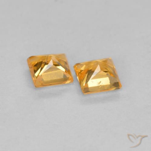Pedras preciosas de Safira Laranja-Ouro natural de 0.45 ct, Quadrado, VS
