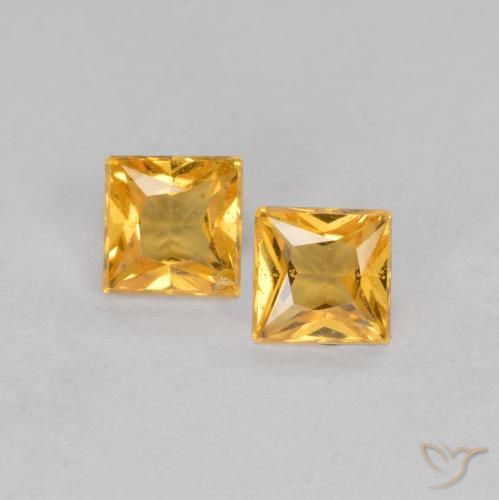 0.47ctw Natural Laranja Médio Safira, Quadrado, VS