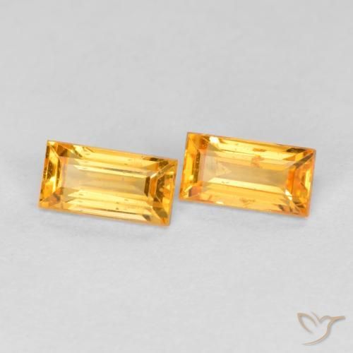 Pedras preciosas de Safira Laranja-Ouro natural de 0.61 ct, baguete, VS