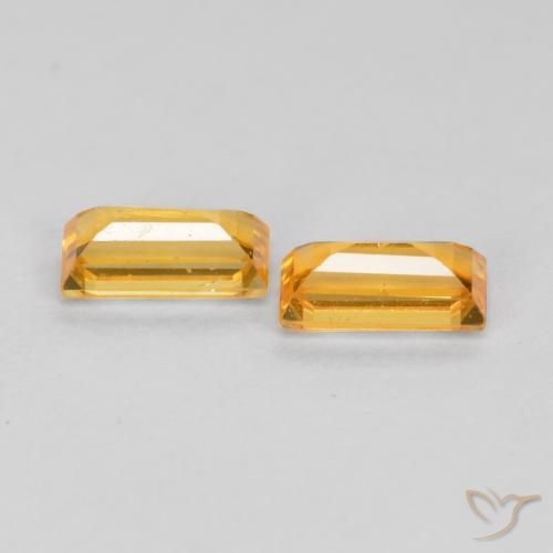 Pedras preciosas de Safira Laranja-Ouro natural de 0.61 ct, baguete, VS