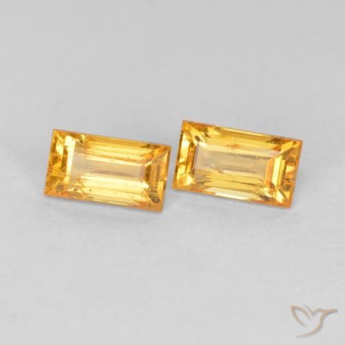 0.60ctw Natural Laranja Dourada Safira, baguete, VS-SI