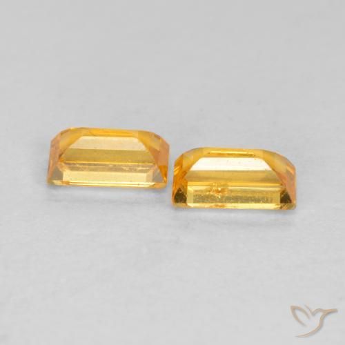 Pedras preciosas de Safira Laranja Dourada natural de 0.60 ct, baguete, VS-SI