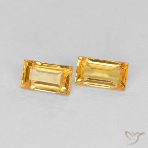 0.50ctw Natural Laranja Dourado Profundo Safira, baguete, VS
