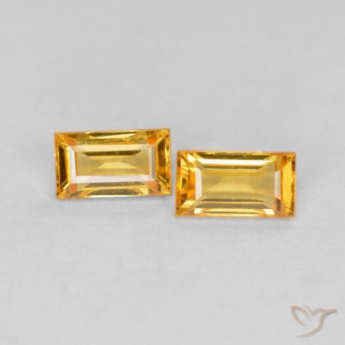 Pedras preciosas de Safira Laranja Dourado Profundo natural de 0.50 ct, baguete, VS