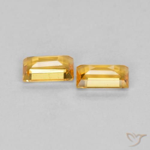Pedras preciosas de Safira Laranja Dourado Profundo natural de 0.50 ct, baguete, VS