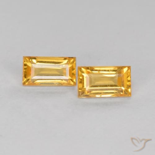 0.58ctw Natural Laranja Dourada Safira, baguete, VS