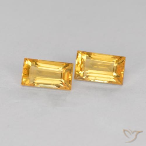 Pedras preciosas de Safira Laranja Dourada natural de 0.58 ct, baguete, VS