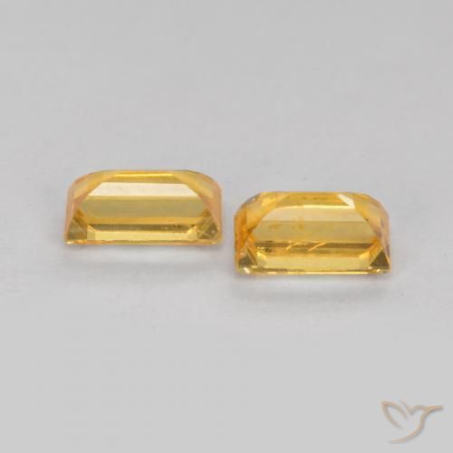 Pedras preciosas de Safira Laranja Dourada natural de 0.58 ct, baguete, VS