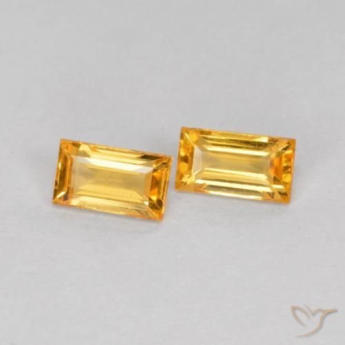 Pedras preciosas de Safira Laranja Dourado Profundo natural de 0.48 ct, baguete, VS