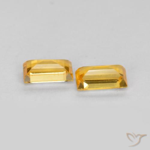 Pedras preciosas de Safira Laranja Dourado Profundo natural de 0.48 ct, baguete, VS
