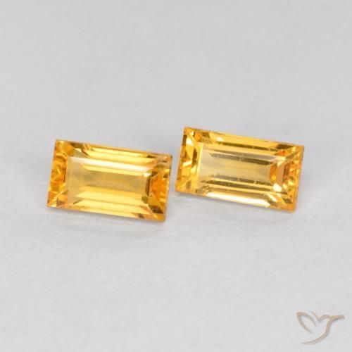 Pedras preciosas de Safira Laranja Dourado Profundo natural de 0.52 ct, baguete, VS
