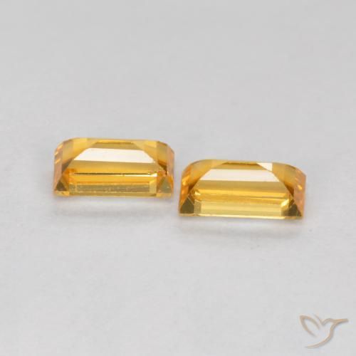 Pedras preciosas de Safira Laranja Dourado Profundo natural de 0.52 ct, baguete, VS