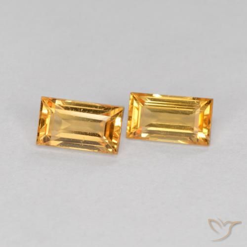 Pedras preciosas de Safira Laranja-Ouro natural de 0.48 ct, baguete, VS