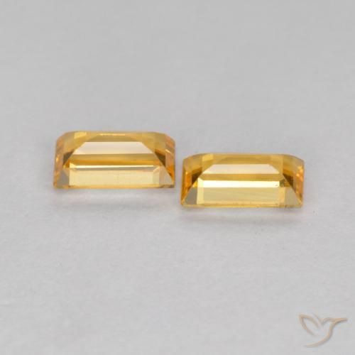 Pedras preciosas de Safira Laranja-Ouro natural de 0.48 ct, baguete, VS