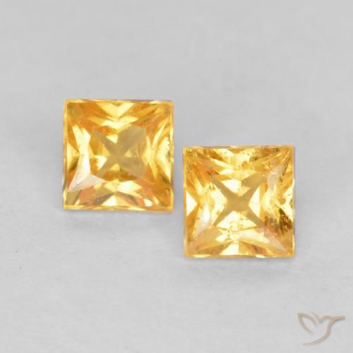 0.50ctw Natural ouro médio Safira, Quadrado, VS
