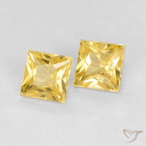 Pedras preciosas de Safira amarelo médio natural de 0.53 ct, Quadrado, VS