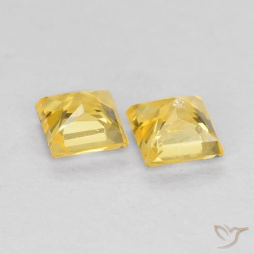 Pedras preciosas de Safira amarelo médio natural de 0.53 ct, Quadrado, VS