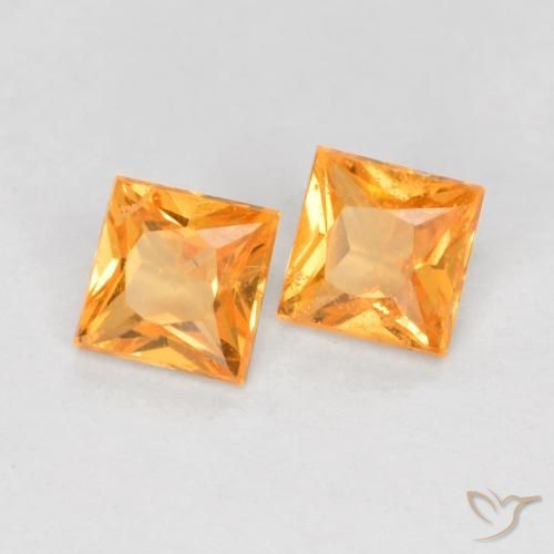 Pedras preciosas de Safira Laranja Médio natural de 0.50 ct, Quadrado, VS