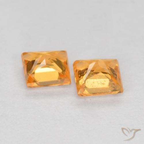 Pedras preciosas de Safira Laranja Médio natural de 0.50 ct, Quadrado, VS