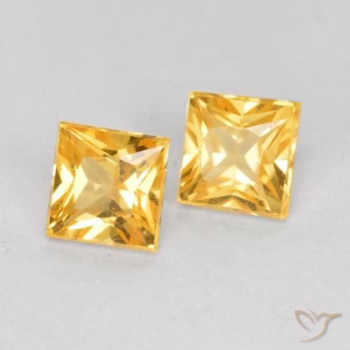 Pedras preciosas de Safira ouro médio natural de 0.58 ct, Quadrado, VS