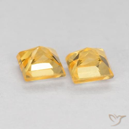 Pedras preciosas de Safira ouro médio natural de 0.58 ct, Quadrado, VS
