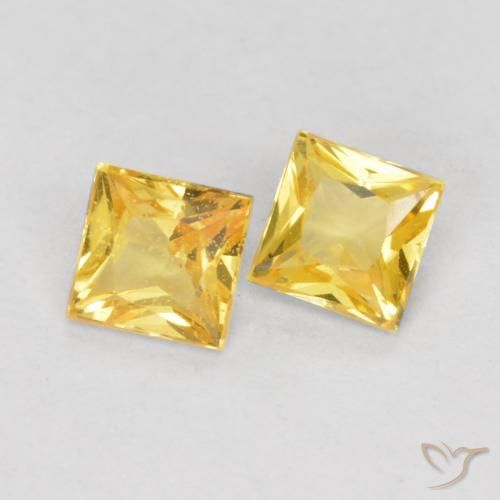 Pedras preciosas de Safira Amarelo Toscana natural de 0.47 ct, Quadrado, VS