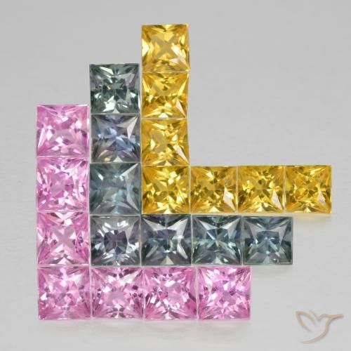 Pedras preciosas de Safira Multicolorido natural de 3.23 ct, Quadrado, VS