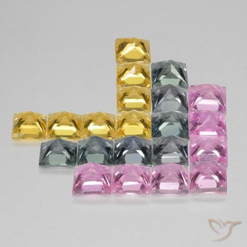 Pedras preciosas de Safira Multicolorido natural de 3.23 ct, Quadrado, VS