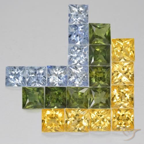 4.18ctw Natural Multicolorido Safira, Quadrado, VS