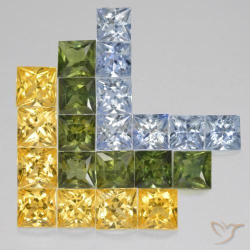 Pedras preciosas de Safira Multicolorido natural de 4.18 ct, Quadrado, VS