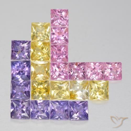 Pedras preciosas de Safira Multicolorido natural de 1.43 ct, Quadrado, VS