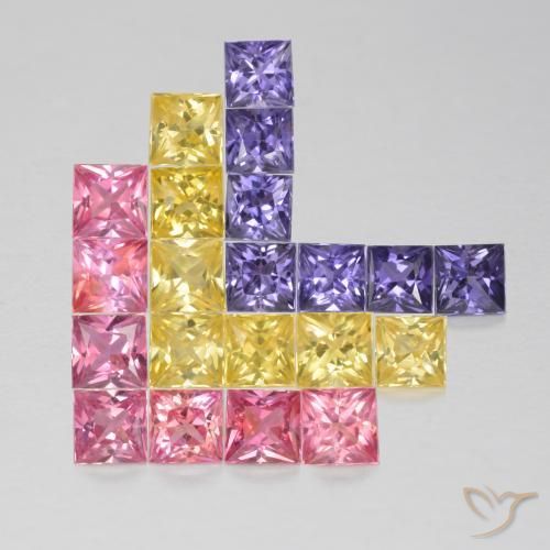 Pedras preciosas de Safira Multicolorido natural de 1.88 ct, Quadrado, VS