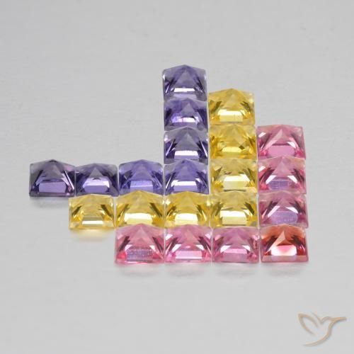 Pedras preciosas de Safira Multicolorido natural de 1.88 ct, Quadrado, VS