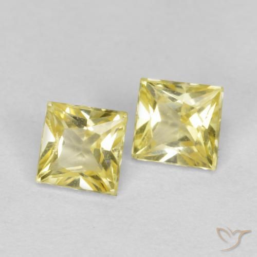 Pedras preciosas de Safira Amarelo claro médio natural de 0.57 ct, Quadrado, VS