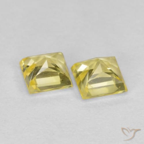 Pedras preciosas de Safira Amarelo claro médio natural de 0.57 ct, Quadrado, VS