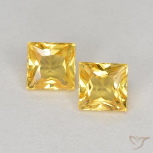 0.51ctw Natural Ouro Safira, Quadrado, VS