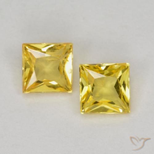 0.46ctw Natural Amarelo Safira, Quadrado, VS